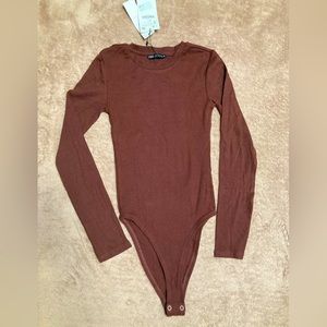 NWT - Zara Bodysuit - coffee brown colour - size US S